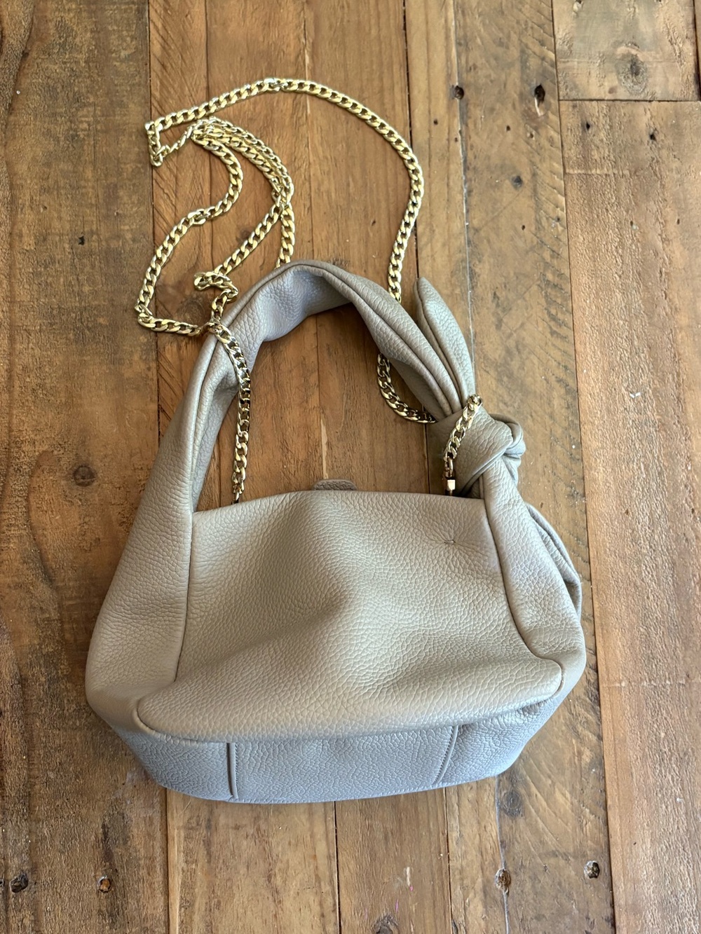 QUINCE Italian Leather Mini Bow Bag in Taupe - Picture 5 of 10
